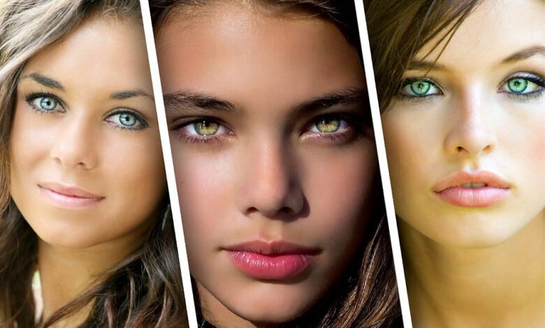 Beautiful women with green eyes