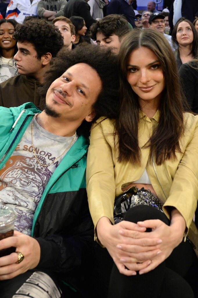 Emily Ratajkowski and Eric Andre at a basketball game together