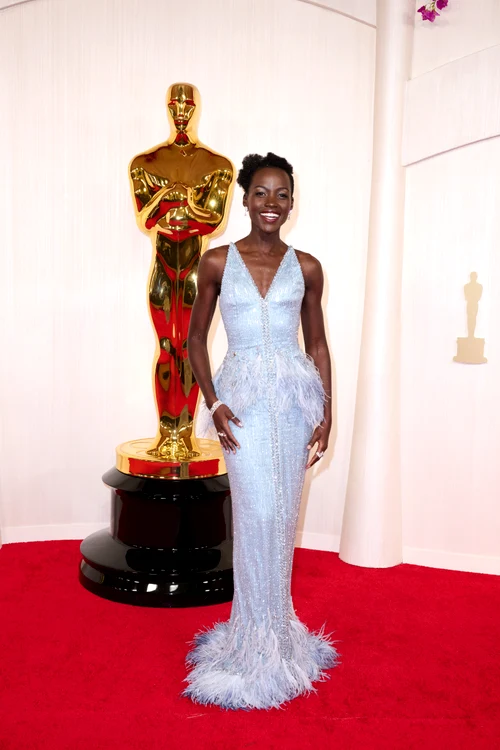 Lupita Nyong'o in a blue dress at the 2024 Oscars